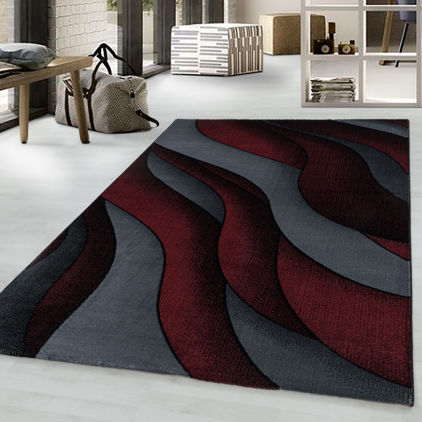 Costa Wave Designer Red Rug